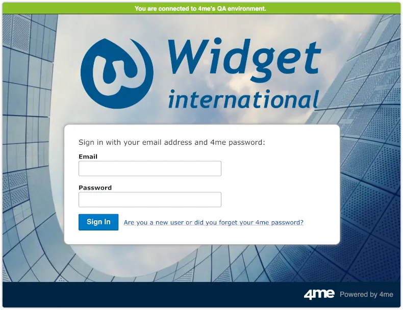 Sign In screen in 4me QA environment