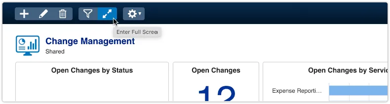 Dashboard enter full screen