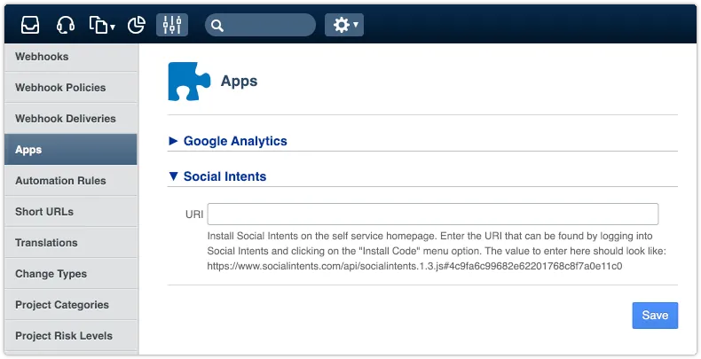 Activate Social Intents in 4me