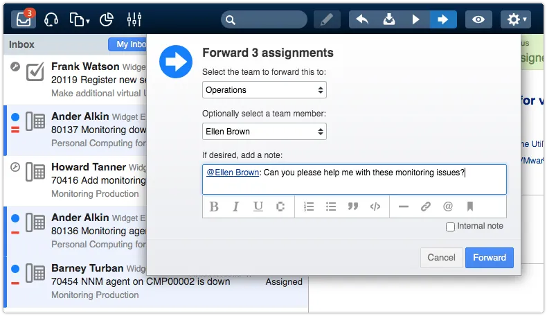 Popup after pressing forward with multiple records selected