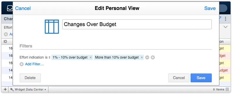 Edit personal view