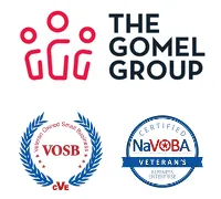 The Gomel Group logo with VOSB and NAVOBA certification