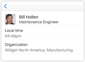 Local time displayed in person record