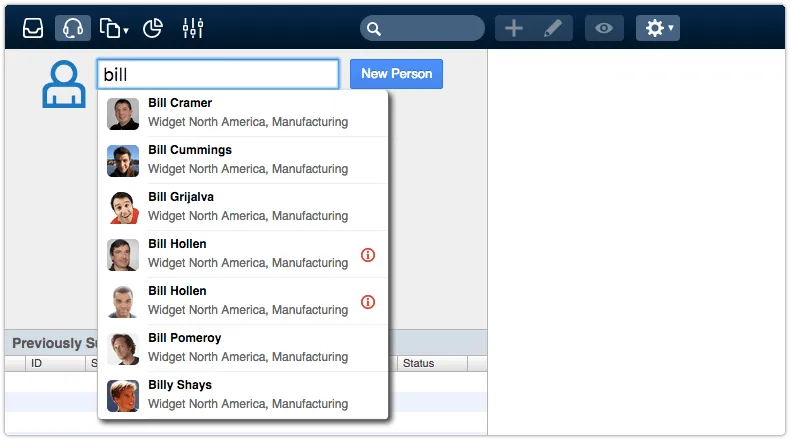 Requesters with same name suggested in Service Desk console