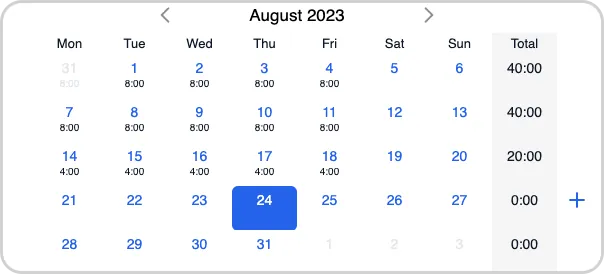 A calendar with the date of august on it