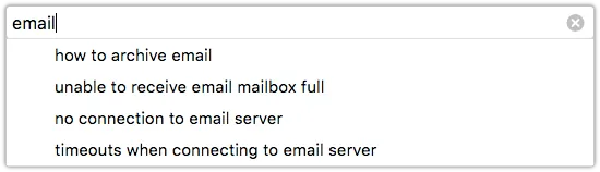 Search suggestions in ITRP Self Service