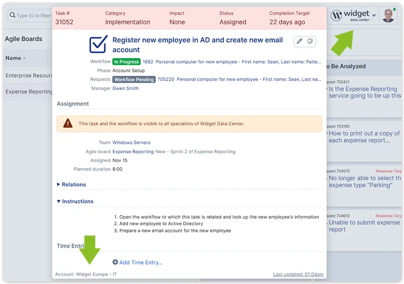 Task on agile board
