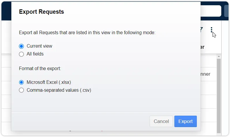 Export current view