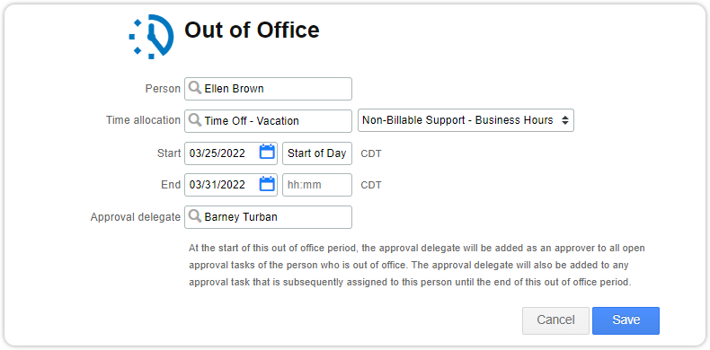 Out of office delegate