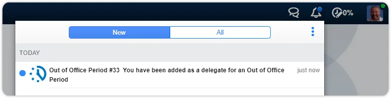 Out of office delegate notification