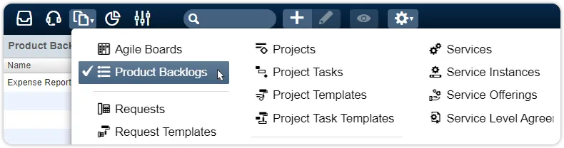 Product backlog in records console