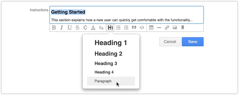 Removing header formatting in 4me