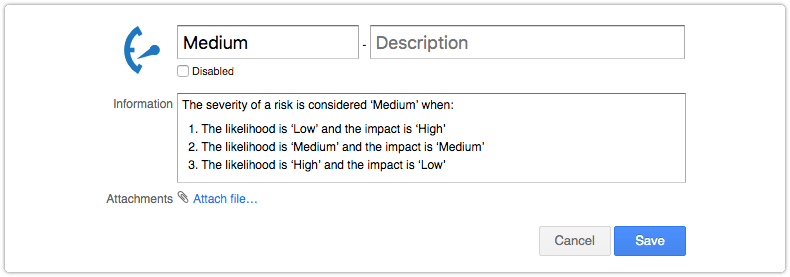 Registering a new risk severity