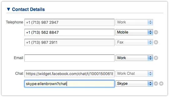 Adding a chat link to a person record