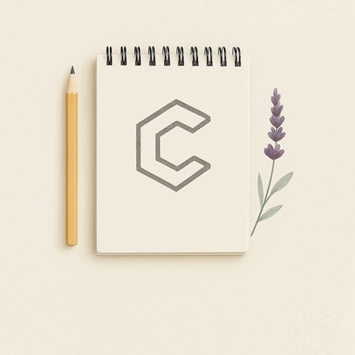 Sketchbook with hand-drawn logo ideas – creative logo design process captured on paper