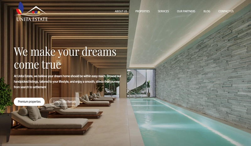 Website design for a premium real estate brand. Project: UNITA Estate.