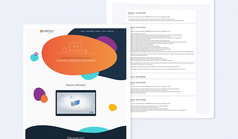 Website design for a modern software development company.