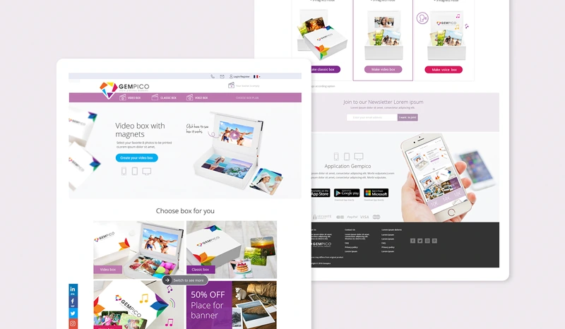Website design for Gempico – a company specializing in innovative products.