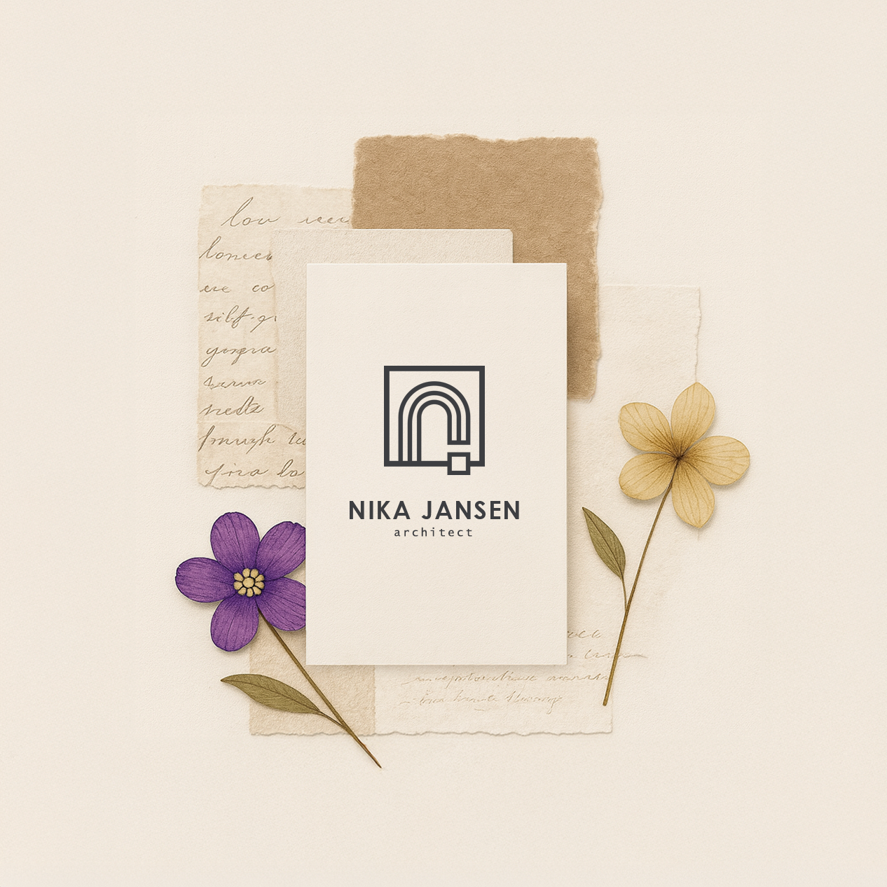 Minimalist business card design showcasing modern branding and typography