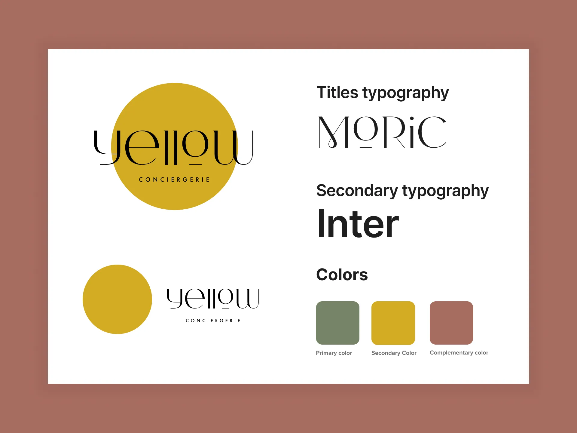 Yellow Conciergerie branding with a yellow and black color scheme