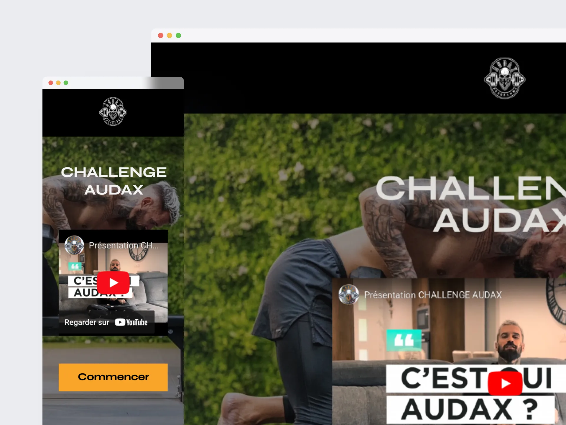 Audax Fitness app interface with workout tracking