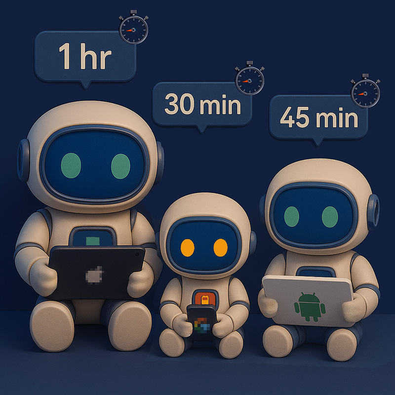 Little ELI robots with screen time limits