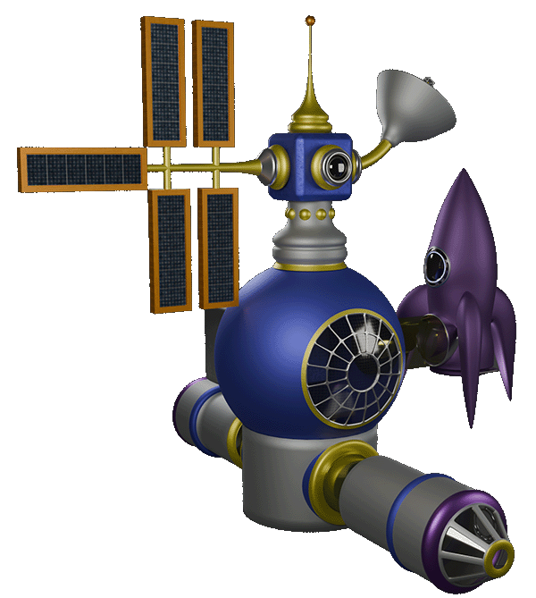 The space station with rocket