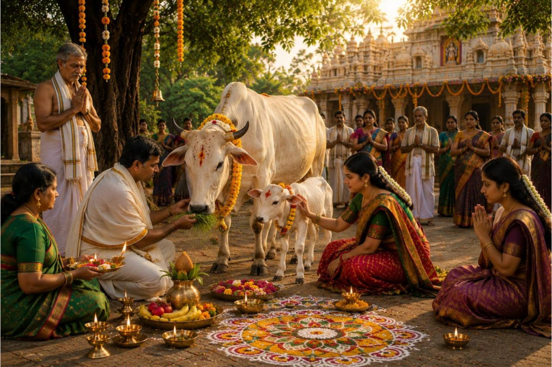 Garuda, the divine vahana of Sri Venkateswara Swamy, offering namaskaram before the Sapta Giri hills