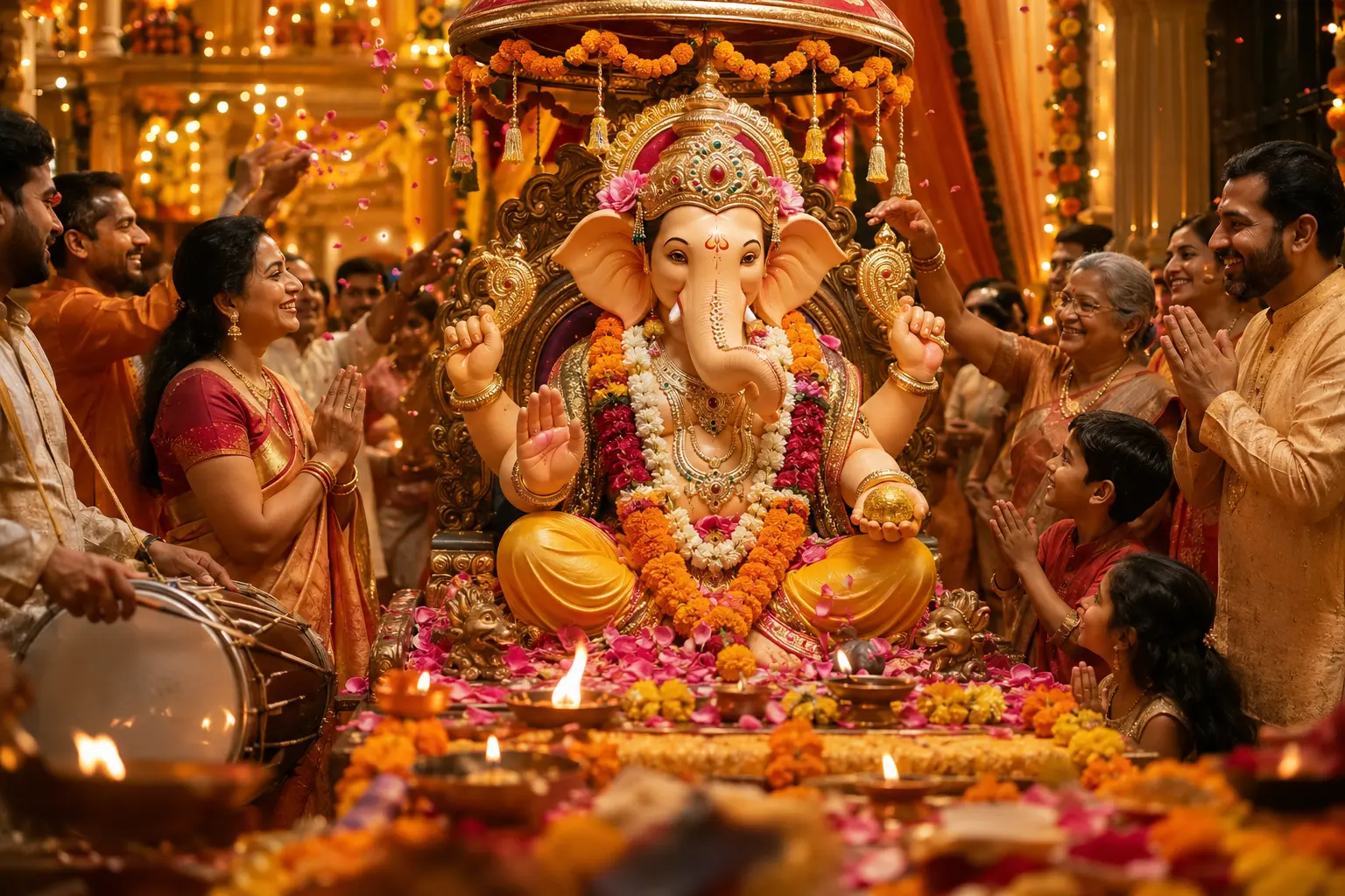 Ganpati Bappa arriving at Radha Krishna Temple of Dallas