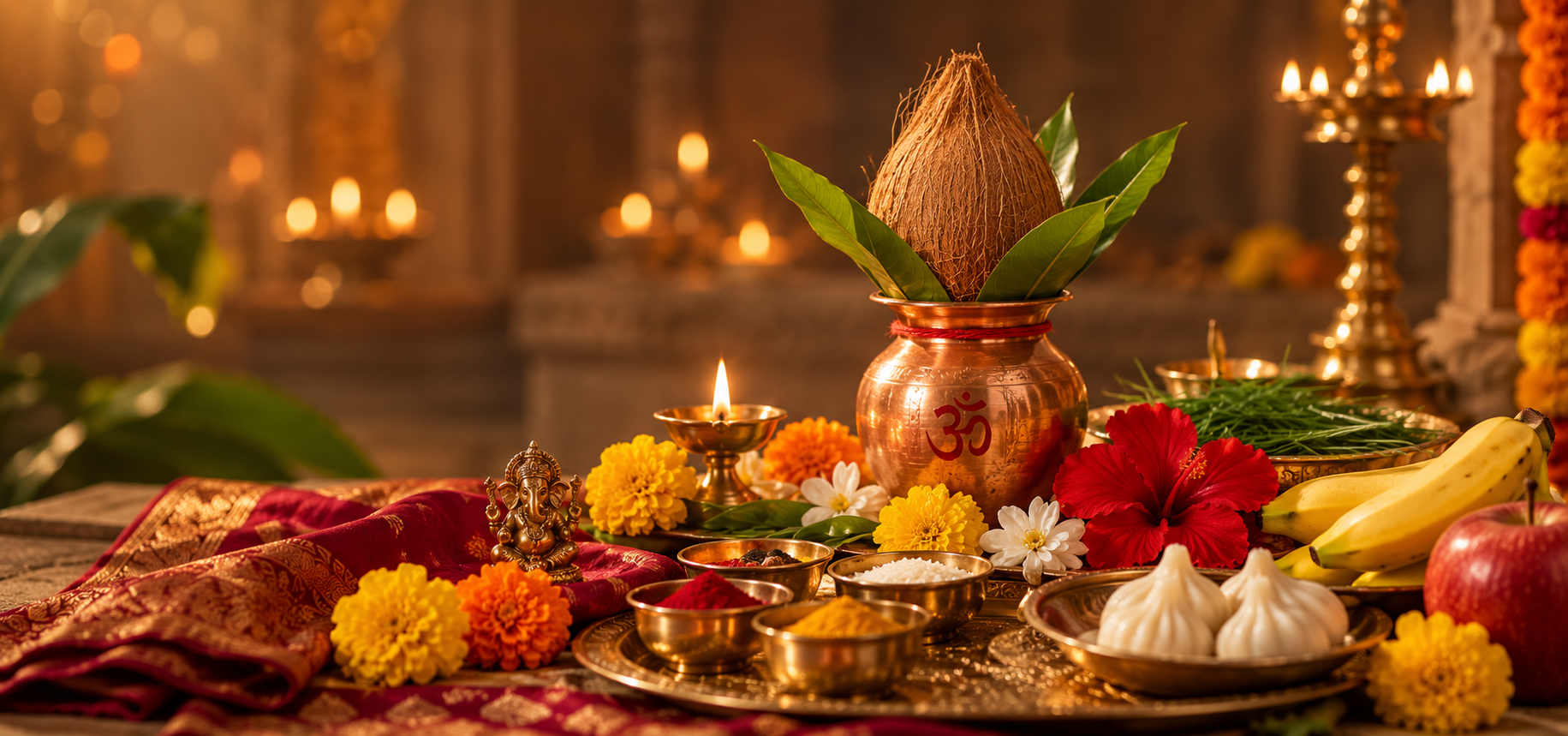 Temple priest performing a sacred pooja