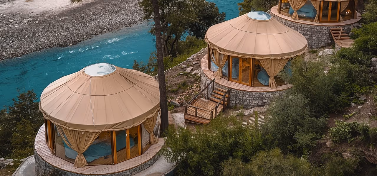 Luxury yurts on display at Out Factory