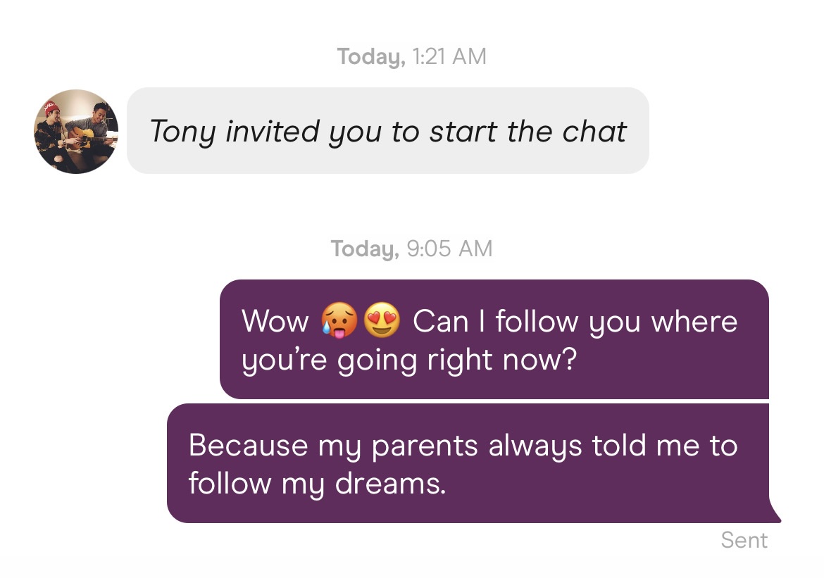 Julie and Tony's first meeting