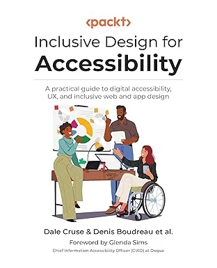Inclusive Design for Accessibility book on a table with confetti and a cup of coffee