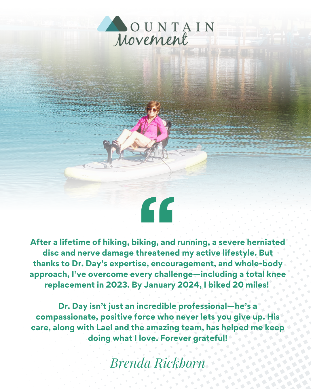 Brenda gives rave 5 star review of her care with Dr Day.