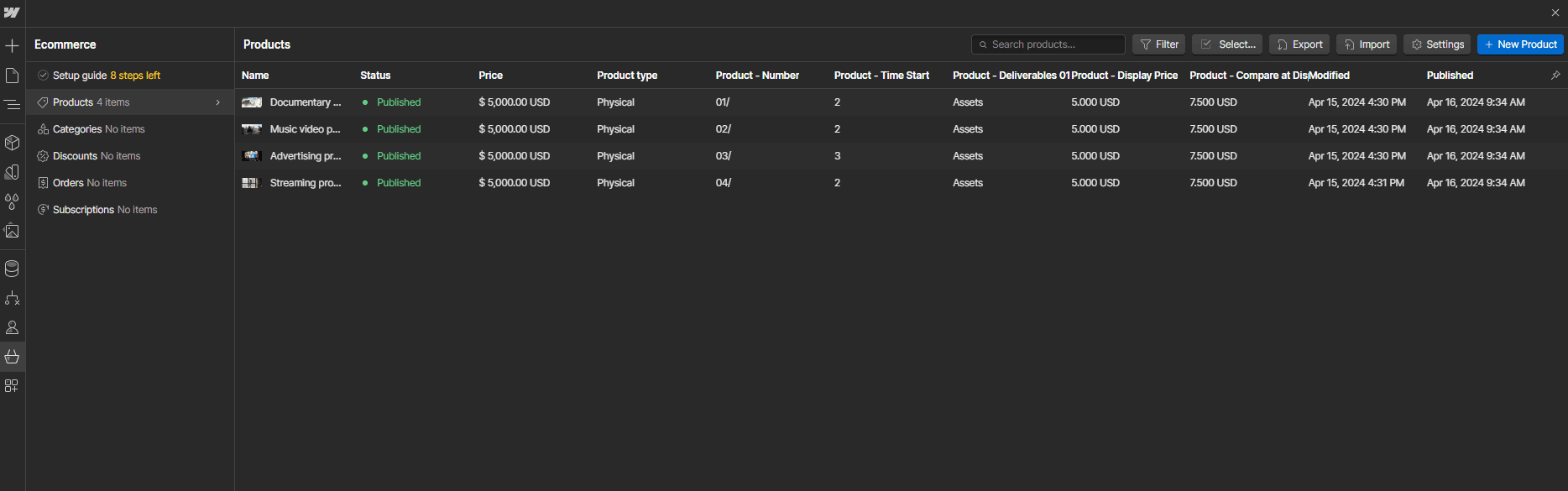 Ecommerce Collection - Production X Webflow Template