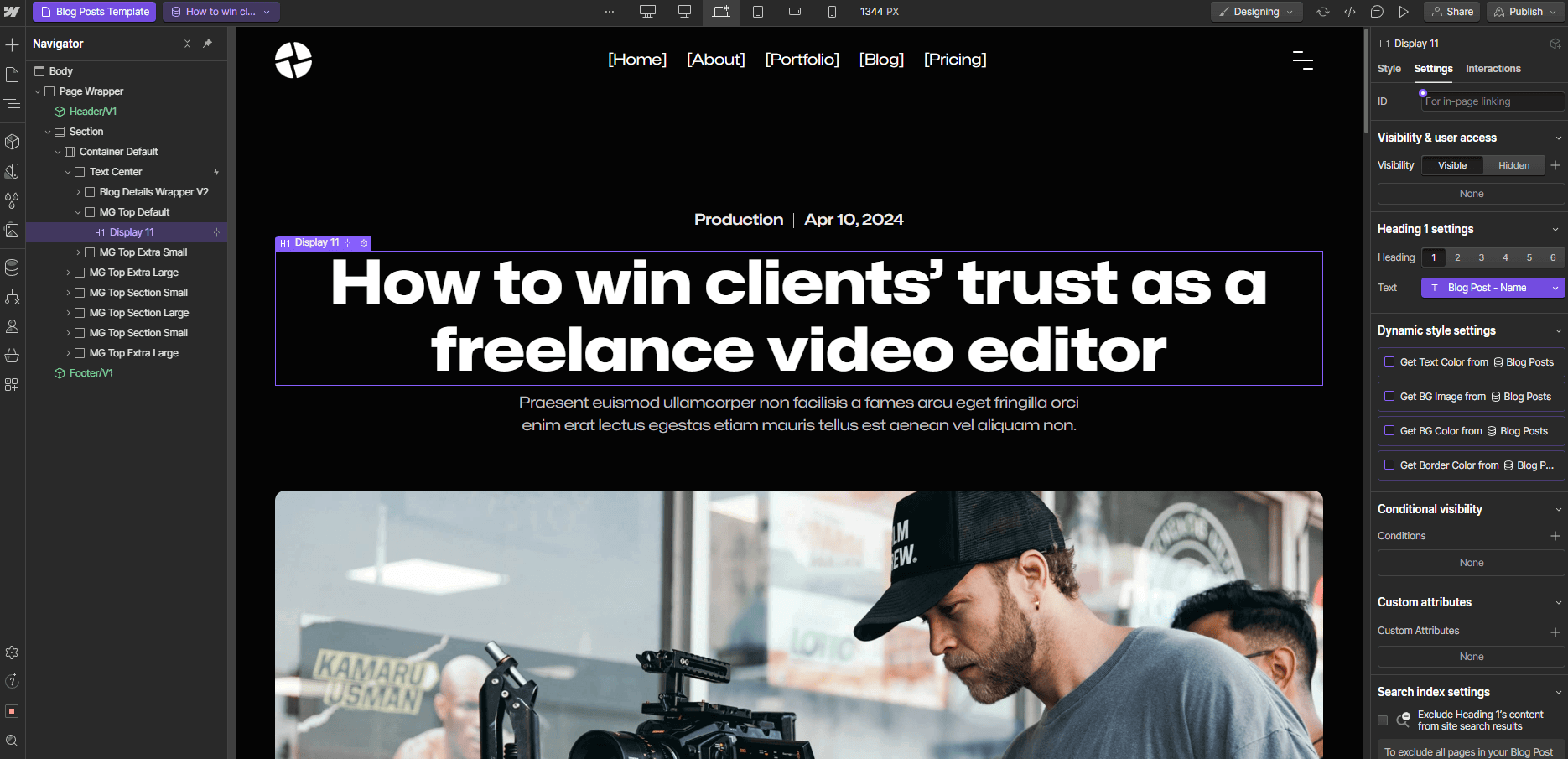 CMS Page - Production X Webflow Template