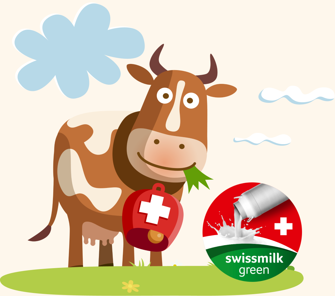 Illustration Kuh mit Swissmilk Green Label