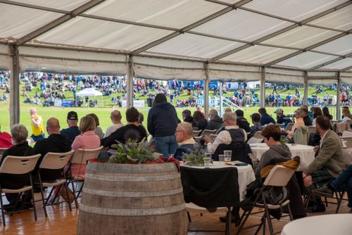 Cheering crowd during the event at Crieff Highland Gathering