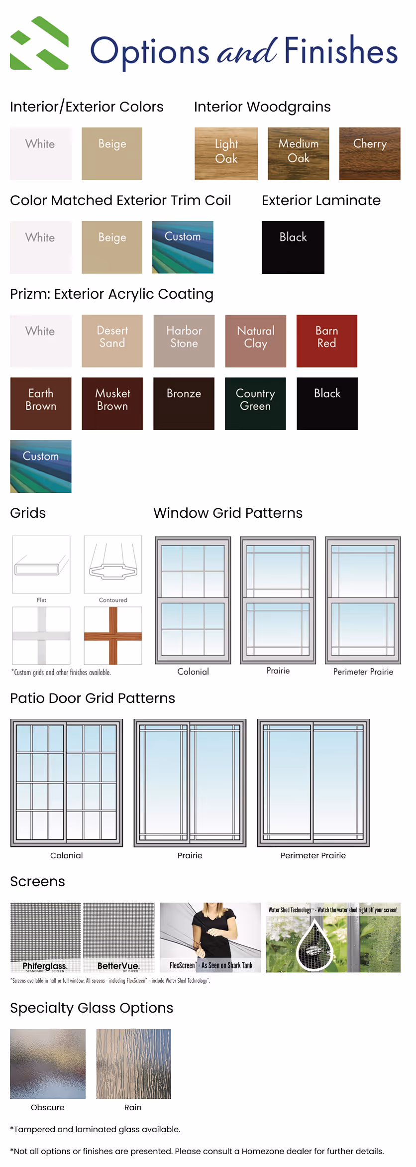 Homezone Windows Options and Finishes Brochure.
