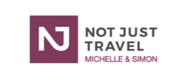 Logo of Not Just Travel with stylized N and U letters and text Michelle & Simon.