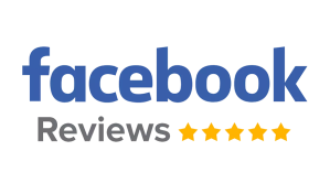 Facebook Reviews logo with five yellow stars.
