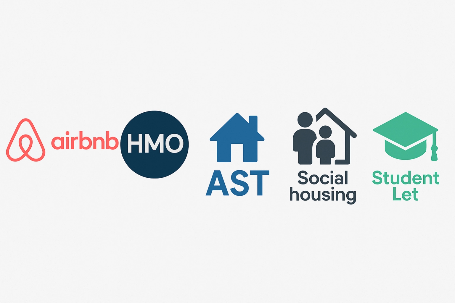 A landscape graphic featuring five mortgage lender logos commonly associated with different types of buy-to-let mortgages, arranged side by side on a clean white background.