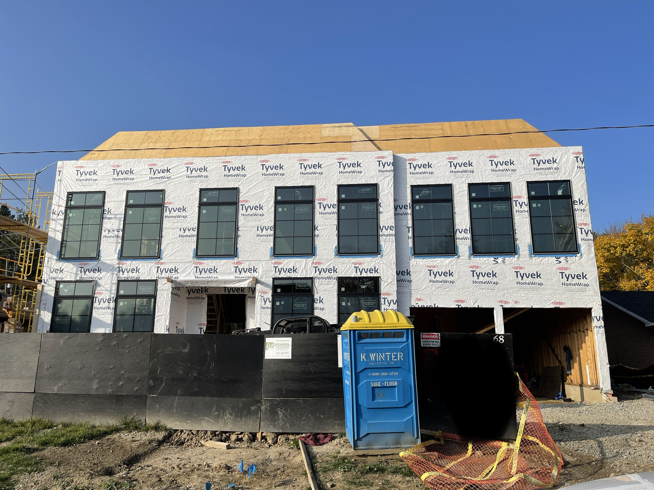 4000 sq ft custom home in Vaughan, Ontario with completed framing and installed windows
