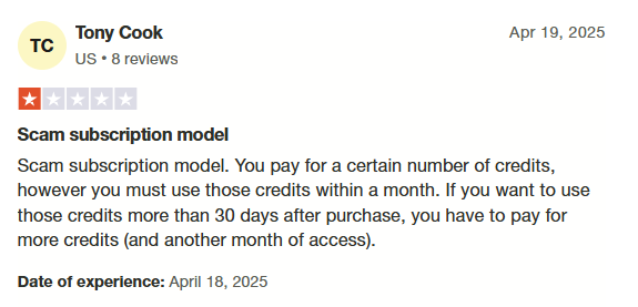 An UpLead review from Trustpilot