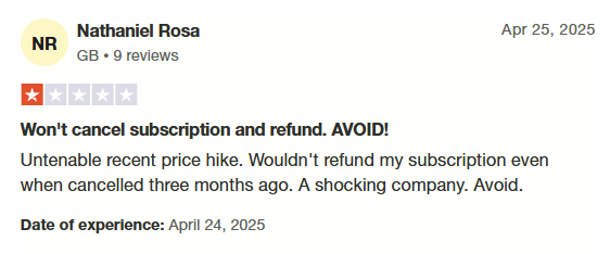 A RocketReach review from Trustpilot