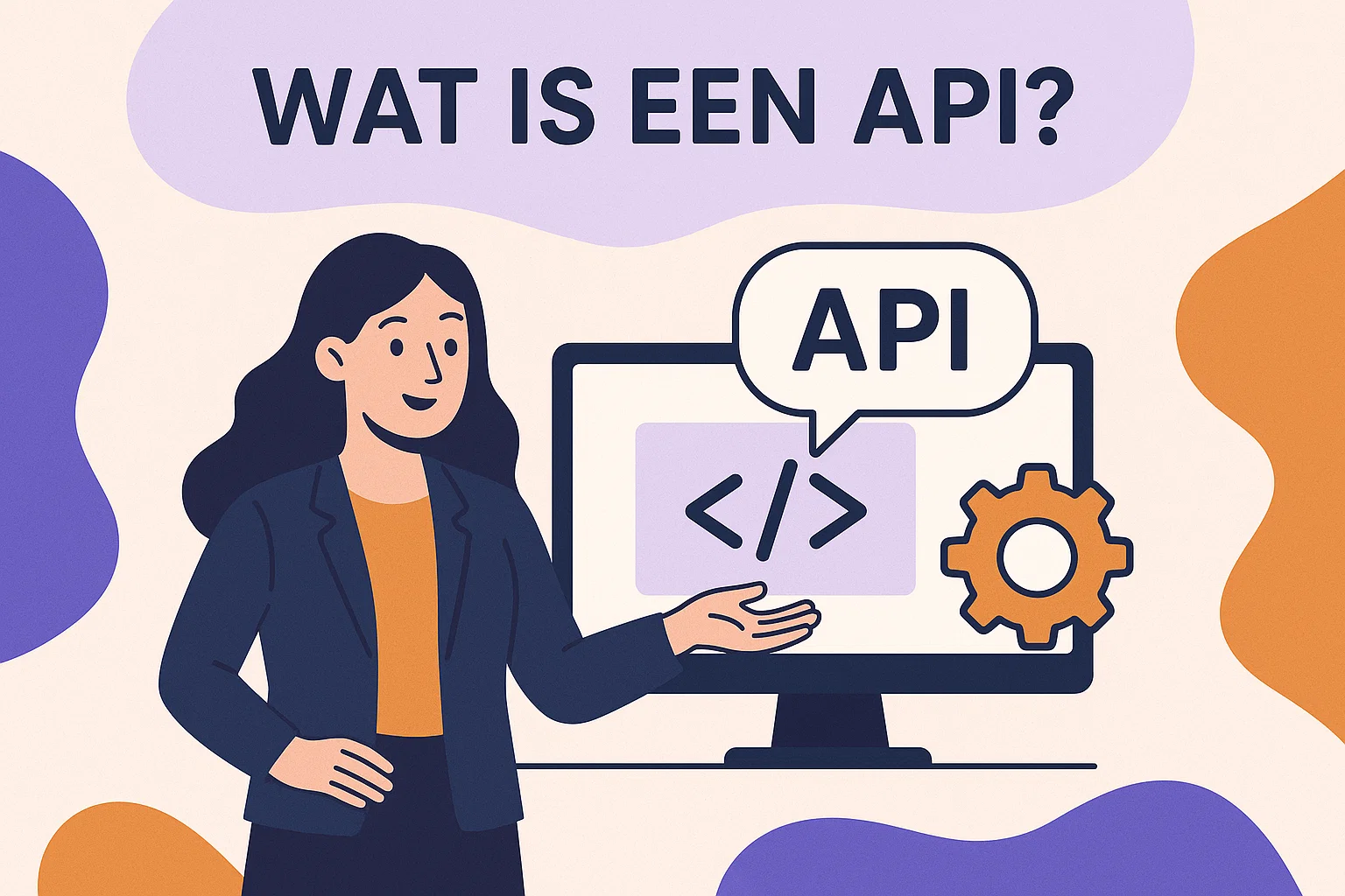 Schematische weergave van een API-koppeling tussen twee softwaresystemen