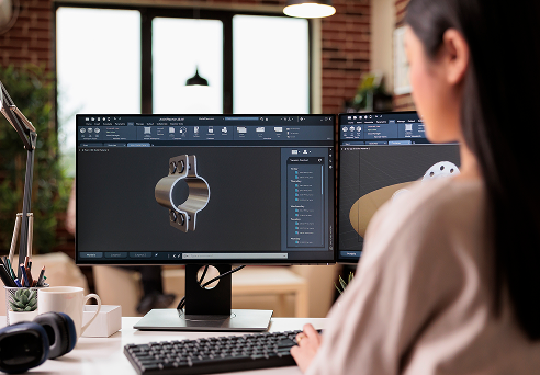woman looking at a screen