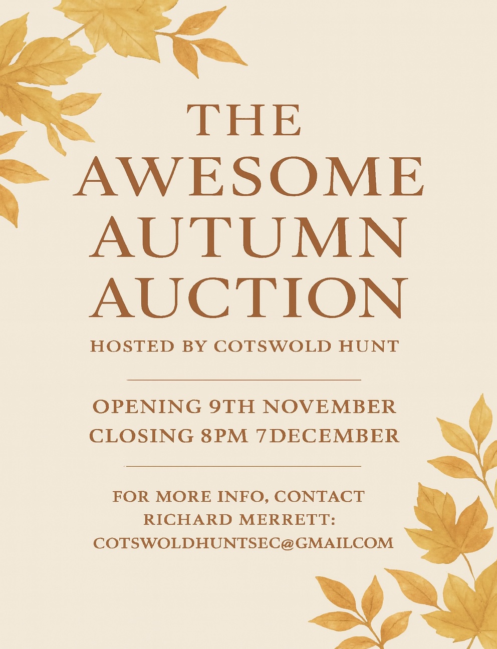 Events Flyer The Cotswold Hunt