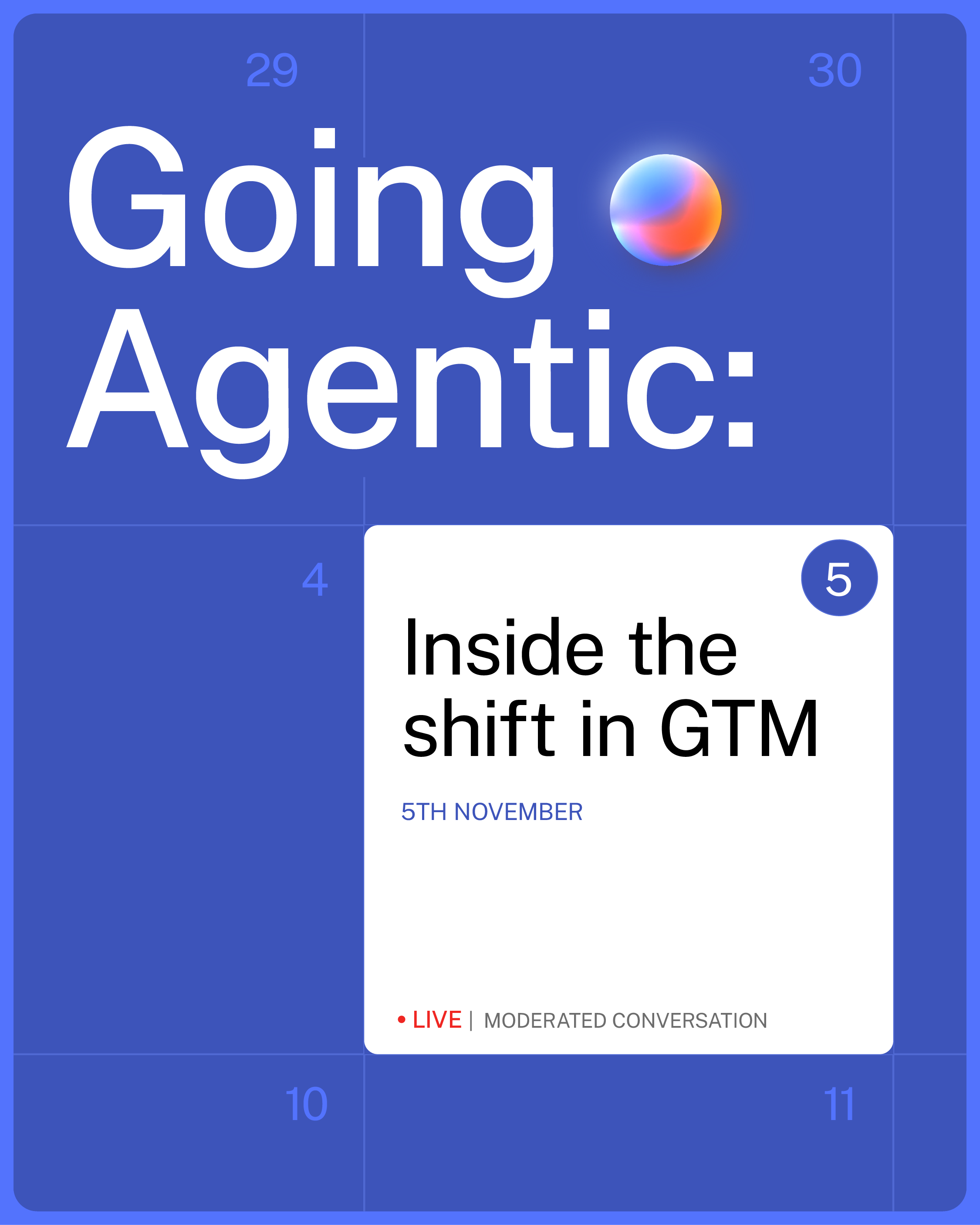 Going Agentic: Inside the shift in GTM. 5th November, live moderated conversation.