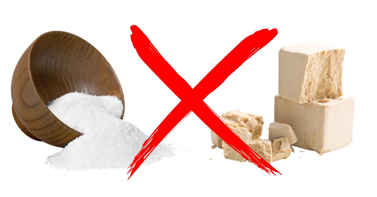 Due sel fin et de la vure fraîche, 2 ingrédients à ne pas mélanger en même temps pour favoriser une bonne fermentation